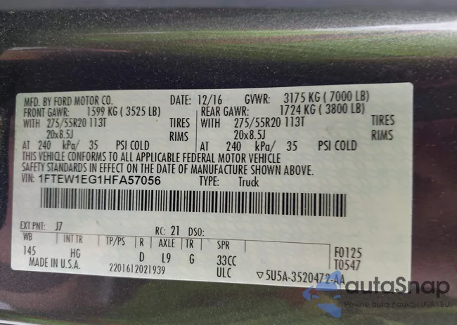 1FTEW1EG1HFA57056: 42208792