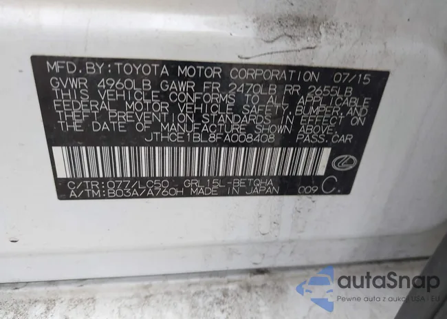 JTHCE1BL8FA008408: 42208961