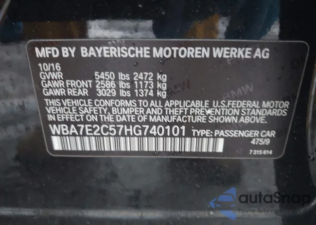 WBA7E2C57HG740101: 42209006