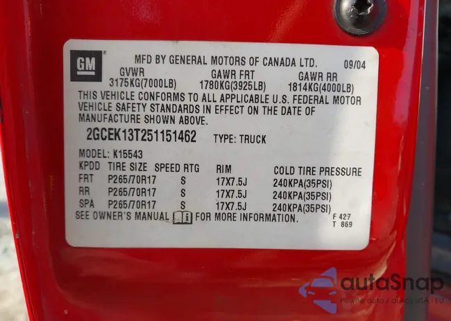 2GCEK13T251151462: 42209453