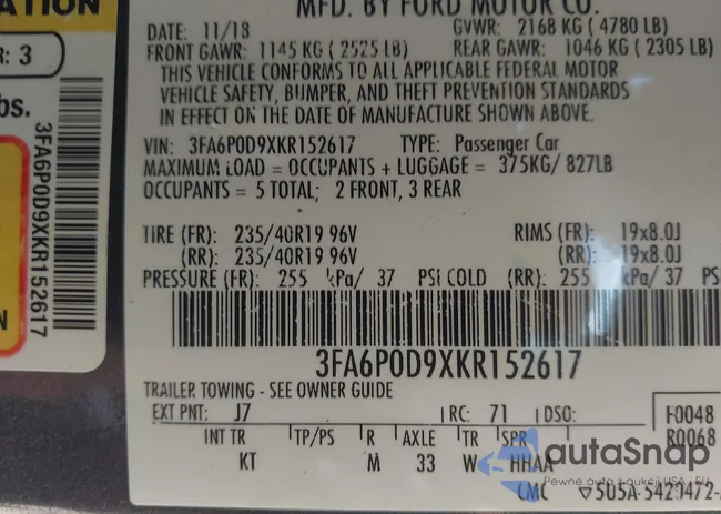 3FA6P0D9XKR152617: 42209470