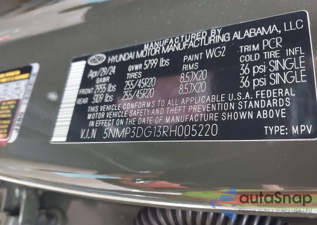 5NMP3DG13RH005220: 42209703