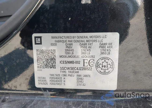 1GCVKSEC4JZ288522: 42209933