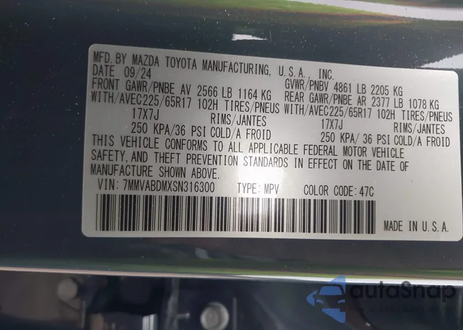 7MMVABDMXSN316300: 42209038