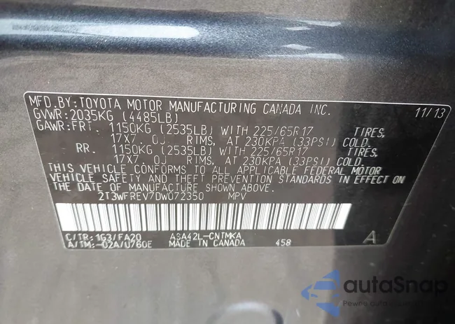 2T3WFREV7DW072350: 42209341