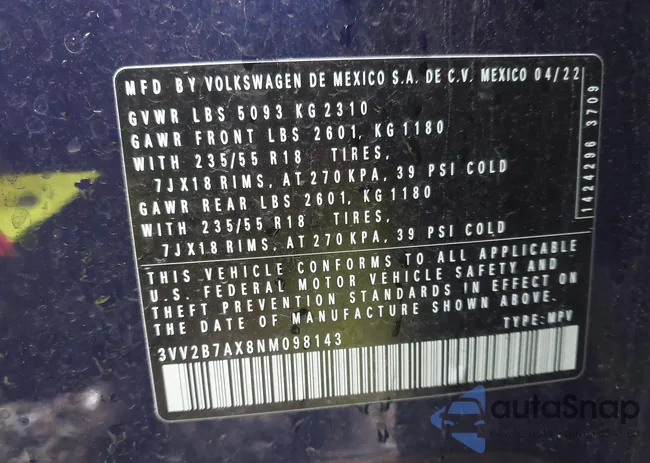 3VV2B7AX8NM098143: 42209345