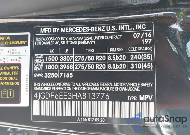 4JGDF6EE3HA813776: 42210505