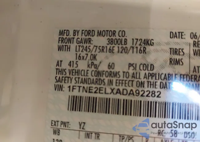 1FTNE2ELXADA92282: 42210516