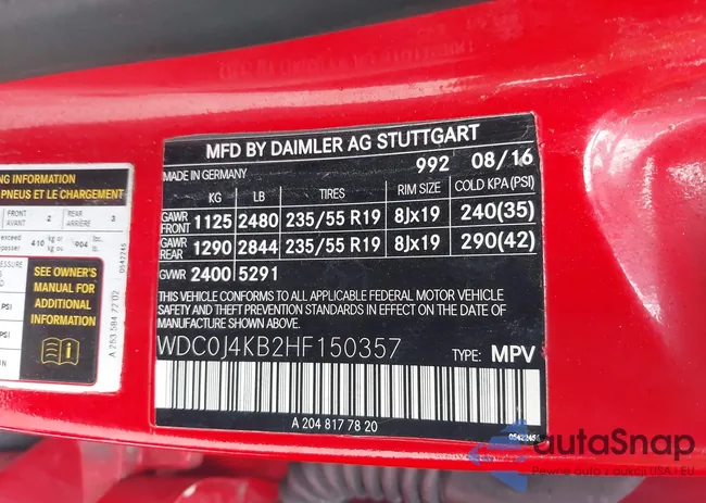 WDC0J4KB2HF150357: 42210879