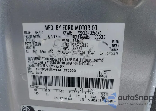 1FTFW1EV1AFB93860: 42210992