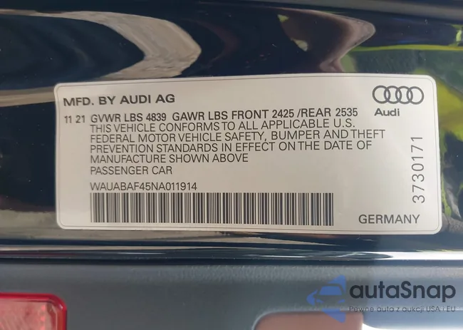 WAUABAF45NA011914: 42210116