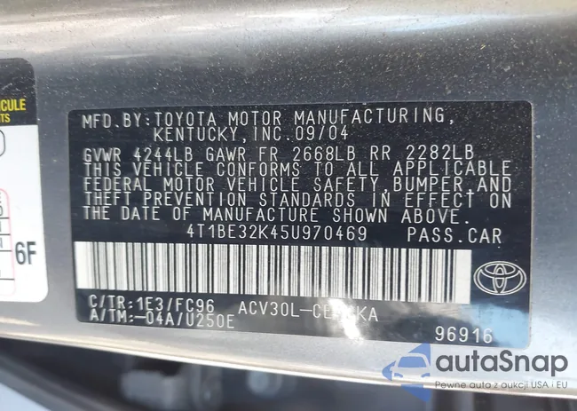 4T1BE32K45U970469: 42210118