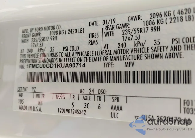 1FMCU0GD1KUA90714: 42210153