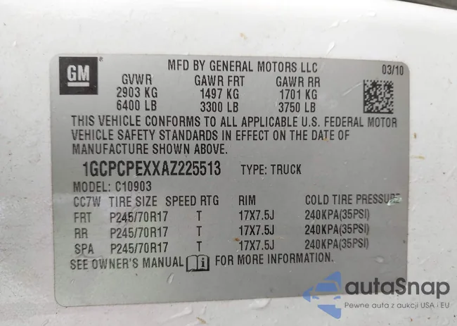 1GCPCPEXXAZ225513: 42210339