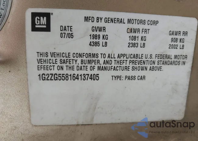 1G2ZG558164137405: 42210341