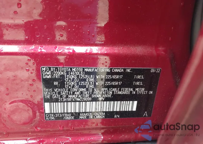 2T3H1RFV7NW228099: 42211518