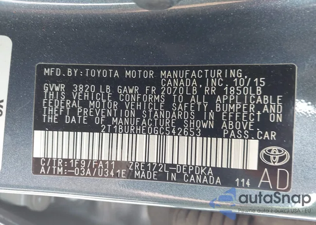 2T1BURHE0GC542653: 42211575