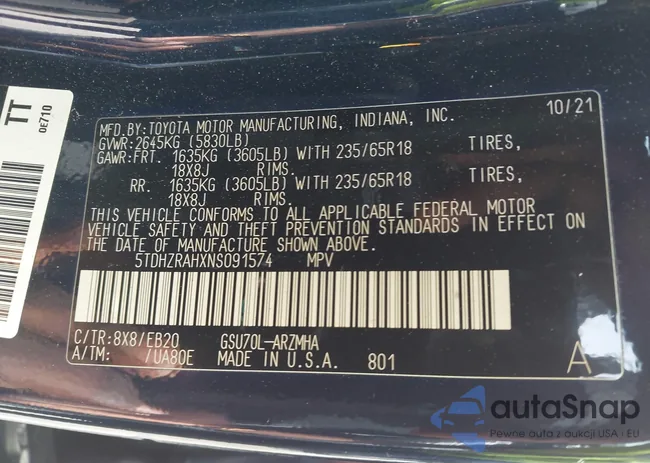 5TDHZRAHXNS091574: 42211660