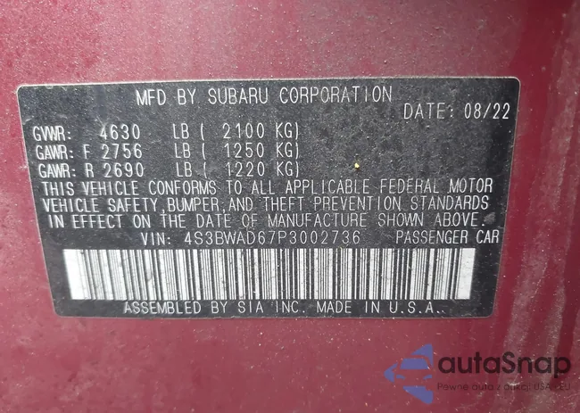 4S3BWAD67P3002736: 42211667