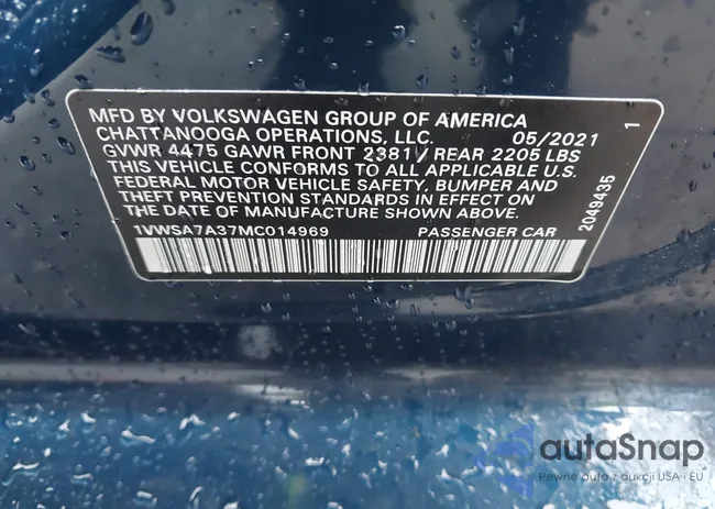 1VWSA7A37MC014969: 42211712