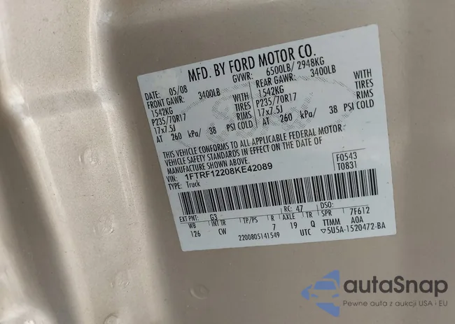 1FTRF12208KE42089: 42211761