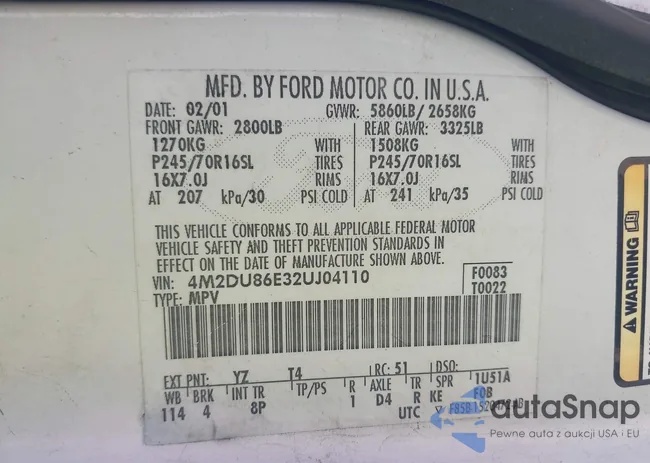 4M2DU86E32UJ04110: 42211181