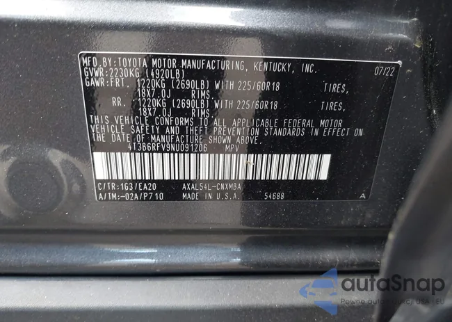 4T3B6RFV9NU091206: 42211216