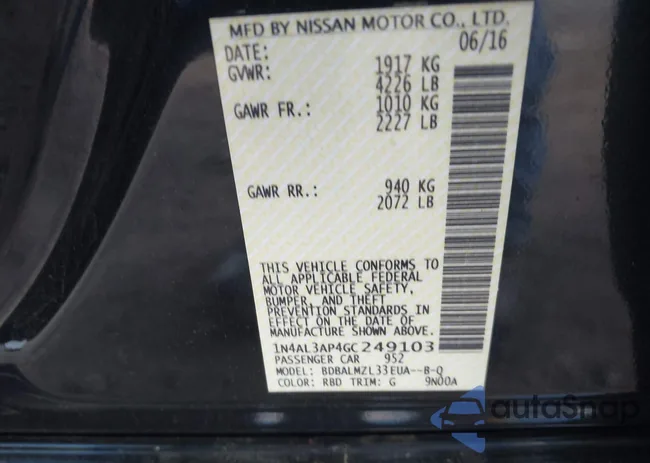 1N4AL3AP4GC249103: 42211219