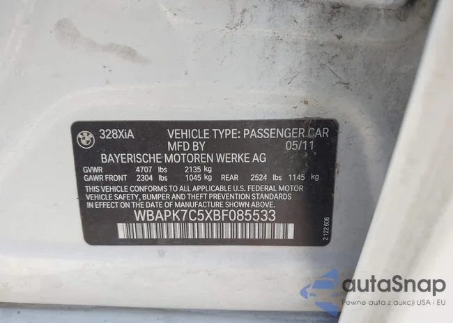 WBAPK7C5XBF085533: 42211263