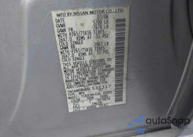 5N1AN08U86C531317: 42211335