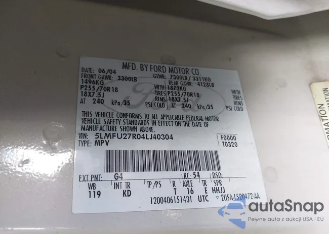 5LMFU27R04LJ40304: 42212537