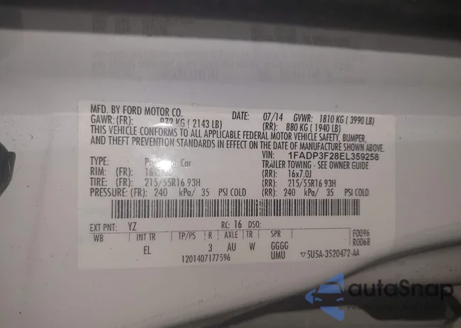 1FADP3F28EL359258: 42212628