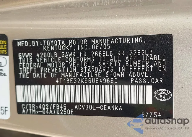 4T1BE32K96U649660: 42212728