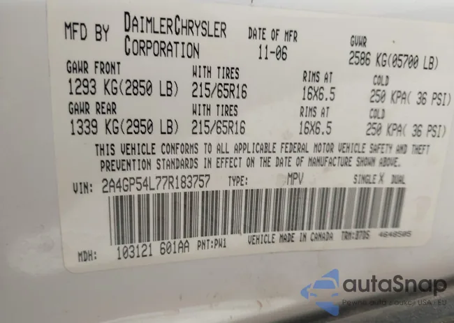 2A4GP54L77R183757: 42212729