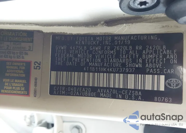 4T1B11HK4KU737937: 42212751