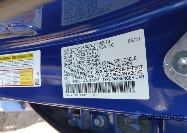 1HGCV1F49MA073755: 42212994