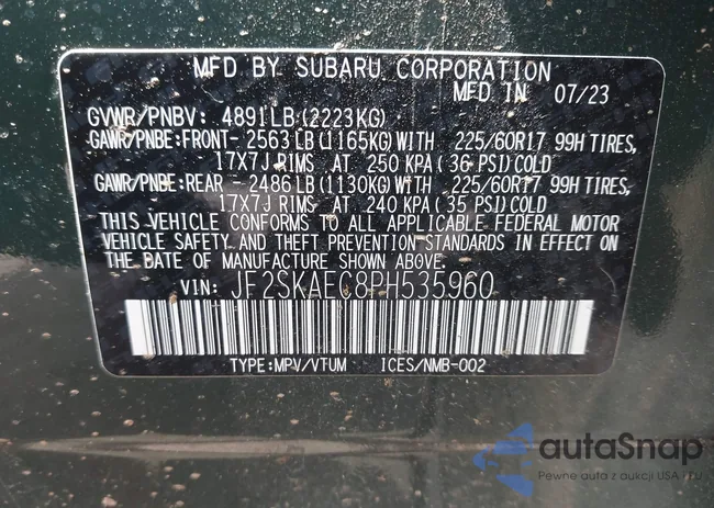 JF2SKAEC8PH535960: 42212040