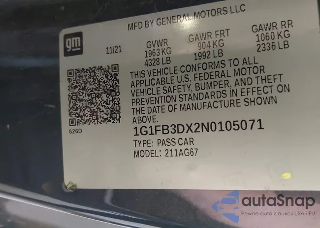 1G1FB3DX2N0105071: 42212100