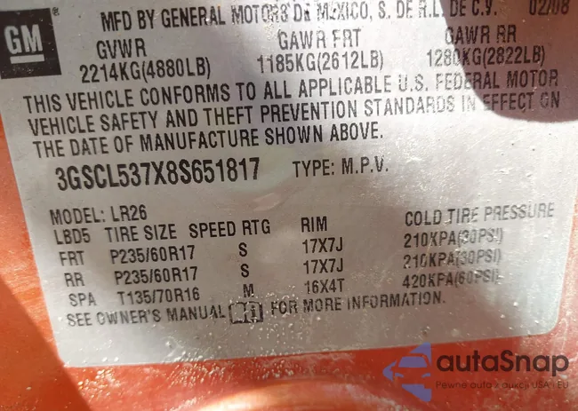 3GSCL537X8S651817: 42212136