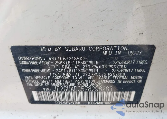 JF2GUADC5R8298283: 42212386