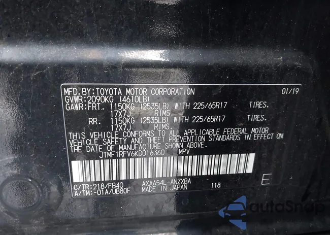 JTMF1RFV6KD016360: 42213441