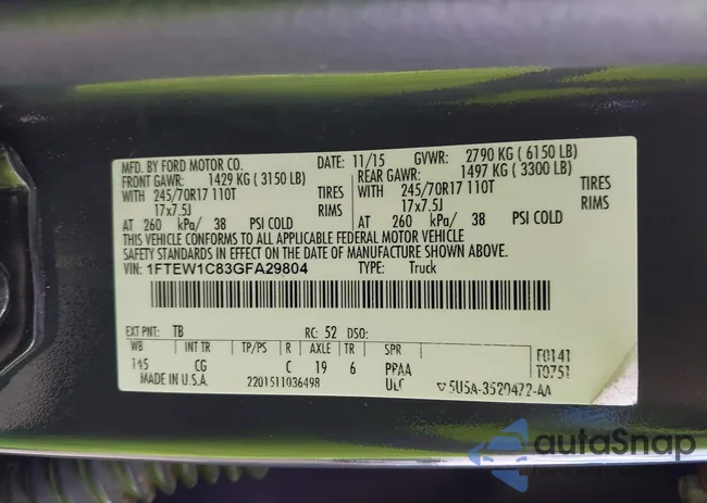 1FTEW1C83GFA29804: 42213472