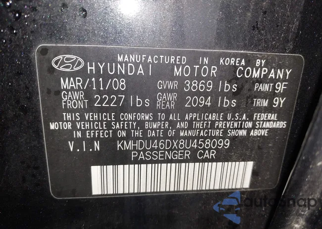 KMHDU46DX8U458099: 42213520