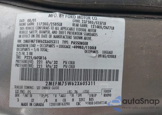 2MEFM75W62X605311: 42213565