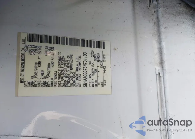 5N1AA08B75N731103: 42213623