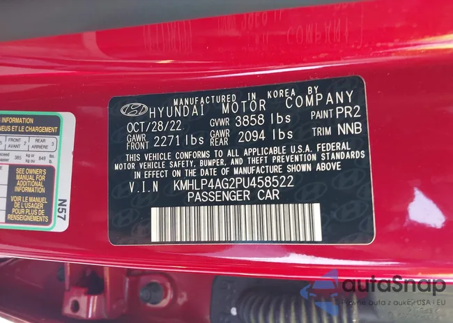 KMHLP4AG2PU458522: 42213829