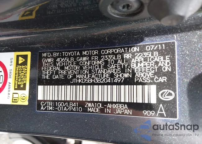 JTHKD5BH3B2041497: 42213132