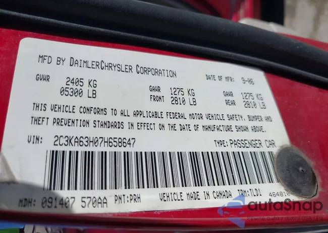 2C3KA63H07H658647: 42213225