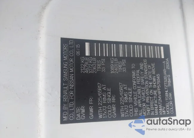 KNMAT2MV4FP579345: 42213322