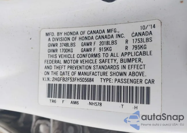 2HGFB2F53FH505684: 42214077